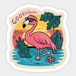 flamingo good vibe beach vintage Sticker